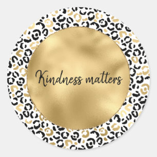 Goud Zwart Glam Leopard Print gepersonaliseerd Ronde Sticker