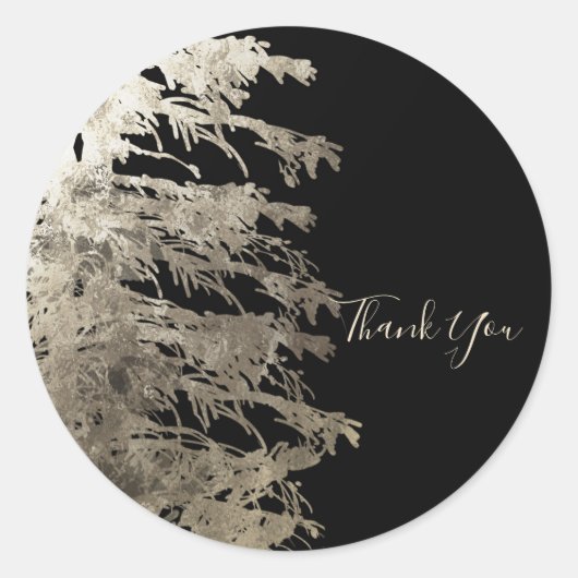 Goud & Zwart Glamour Dennenomslag Rustieke Bos Bru Ronde Sticker (Voorkant)