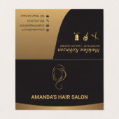 Goud Zwart Glamour Stylist | Haar en schoonheid Visitekaartje (Buitenkant ongevouwen)