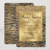 Goud Zwart Glanzend Glitterend Glitter Zebra Print Kaart (Voorkant / Achterkant)