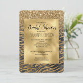 Goud Zwart Glanzend Glitterend Glitter Zebra Print Kaart (Staand voorkant)