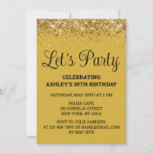 Goud Zwart Glitter Bling 30e Verjaardag Let's Part Kaart (Voorkant)