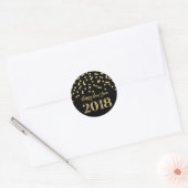 Goud Zwart Glitter Confetti Gelukkig Nieuwjaar 201 Ronde Sticker (Envelop)