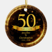 Goud & Zwart Glitter Edit Jaar Bruiloft Jubileum Keramisch Ornament (Voorkant)