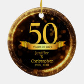 Goud & Zwart Glitter Edit Jaar Bruiloft Jubileum Keramisch Ornament (Achterkant)