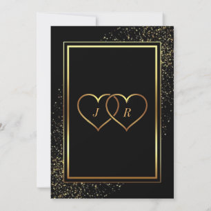 Goud Zwart Glitter Framed Huwelijksuitnodiging