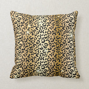 Goud & Zwart Glitter Glam Luipaard Vlekken Print Kussen