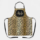 Goud & Zwart Glitter Glam Luipaard Vlekken Print Schort (Voorkant)