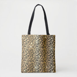 Goud & Zwart Glitter Glam Luipaard Vlekken Print Tote Bag