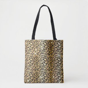 Goud & Zwart Glitter Glam Luipaard Vlekken Print Tote Bag