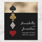 Goud & Zwart Glitter Las Vegas Casino Bruiloft Wijn Etiket (Enkel label)