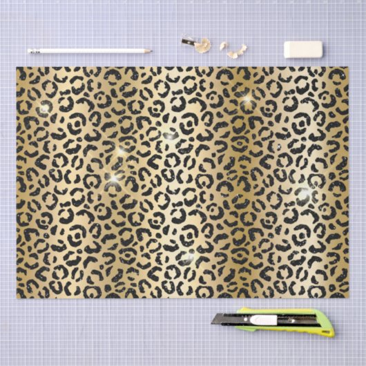 Goud Zwart Glitter Luipaard Tissuepapier (Craft)