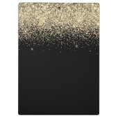 Goud Zwart Glitter Meisjesachtig Monogram Beginlet Klembord (Achterkant)