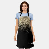 Goud Zwart Glitter Meisjesachtig Monogram Beginlet Schort (Gedragen)