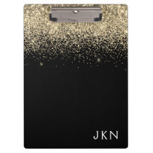Goud Zwart Glitter Meisjesachtig Monogram Eerste L
