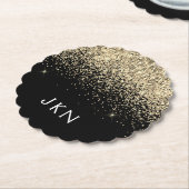 Goud Zwart Glitter meisjesnaam Initialen Monogram Kartonnen Onderzetters (Gekanteld)