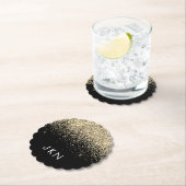 Goud Zwart Glitter meisjesnaam Initialen Monogram Kartonnen Onderzetters (Insitu)