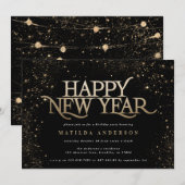 Goud zwart glitter-nieuwjaarsfeest (Voorkant / Achterkant)