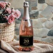 Goud Zwart Glitter Proost 20 jaar Jubileum Sparkling Wijnetiket
