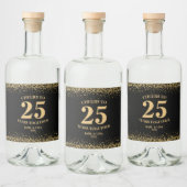 Goud Zwart Glitter Proost 25 jaar Jubileum Likeurfles Etiket (Flessen)