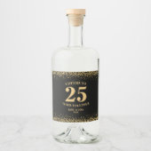 Goud Zwart Glitter Proost 25 jaar Jubileum Likeurfles Etiket (Voorkant)