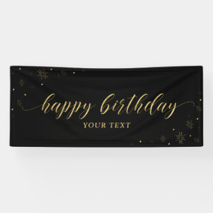 Goud & Zwart   Glitter Verjaardag Feest Banner