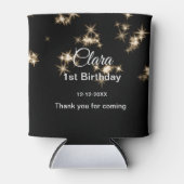Goud zwart glitter voeg naam verjaardagsdatum jaar blikjeskoeler (Voorkant)