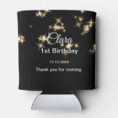 Goud zwart glitter voeg naam verjaardagsdatum jaar blikjeskoeler (Achterkant)