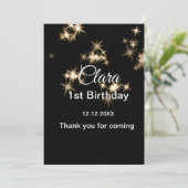 Goud zwart glitter voeg naam verjaardagsdatum jaar feestdagenkaart (Staand voorkant)