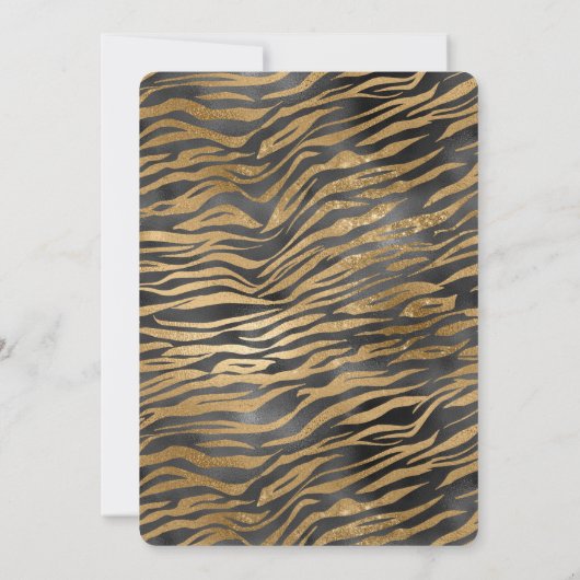 Goud Zwart Glitzy Glitter Sparkle Zebra Print Kaart (Achterkant)