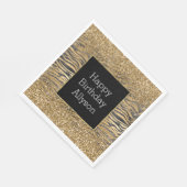 Goud Zwart Glitzy Glitter Sparkle Zebra Print Servet (Hoek)