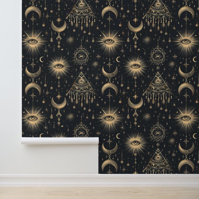 Goud Zwart Goth Mystiek   Behang (Applicatie)