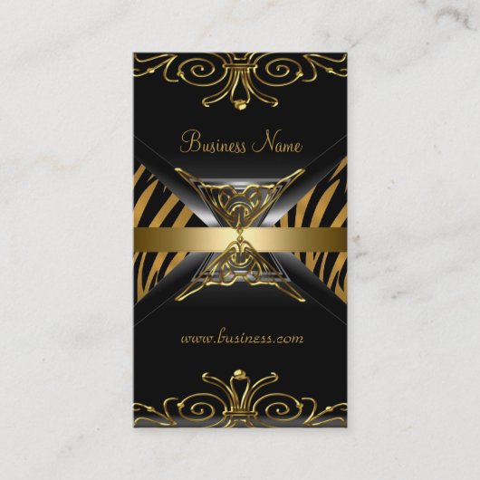 Goud Zwart Goud Art Deco Zebra Stripe Visitekaartje (Voorkant)