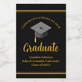 Goud Zwart Graduation Party Formele Mini Wijn Etiket (Enkel label)