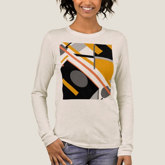 Goud Zwart Grijs Diagonaal Geometrisch Art Design Tri-Blend Shirt (Voorkant)