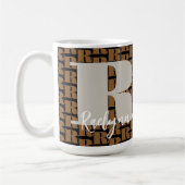 Goud Zwart Grijs Modern Initiaal Letter Monogram Koffiemok (Links)