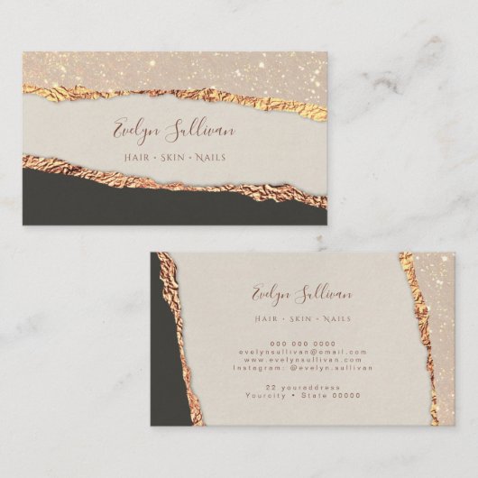 Goud zwart grijspapier visitekaartje (Voorkant / Achterkant)