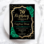 Goud Zwart Groen Rozen 70e Verjaardag Kaart