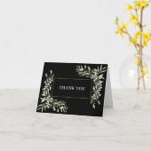 Goud Zwart Groene Bladeren Trouw Dank Je Kaart (Gele Bloem)