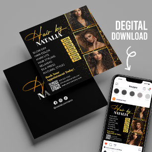 Goud Zwart Haar Salon Instagram Post Flyer Kaart