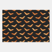 Goud Zwart Halloween Spider Pompoen & Vleermuizen Inpakpapier Vel (Voorkant 2)