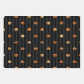 Goud Zwart Halloween Spider Pompoen & Vleermuizen Inpakpapier Vel (Voorkant)