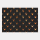 Goud Zwart Halloween Spider Pompoen & Vleermuizen Inpakpapier Vel (Voorkant 3)