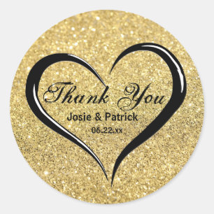 Goud zwart hart dank u bruiloft gunst Stickers