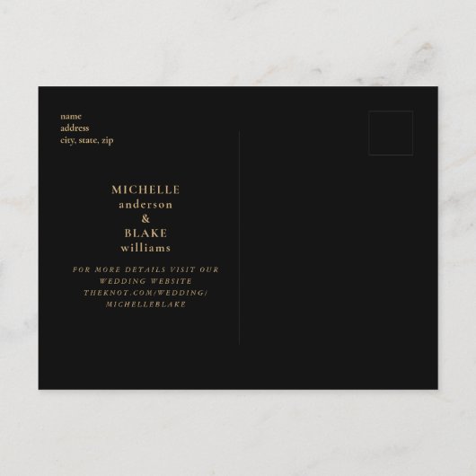 Goud & Zwart Hedendaags Sla de datum op Briefkaart (Achterkant)