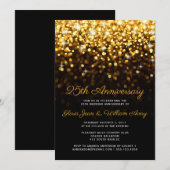 Goud Zwart Hollywood Glam 25e trouwjubileum Kaart (Voorkant / Achterkant)