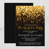 Goud Zwart Hollywood Glam Oudejaarsavond Party Kaart (Voorkant / Achterkant)
