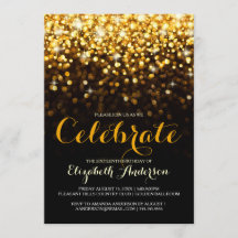 Goud Zwart Hollywood Glam Sweet Zestien Uitnodigin