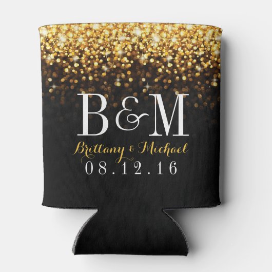 Goud Zwart Hollywood Glitz Glam Bruiloft Blikjeskoeler (Achterkant)