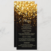 Goud Zwart Hollywood Glitz Glam Bruiloft Menu (Voorkant / Achterkant)